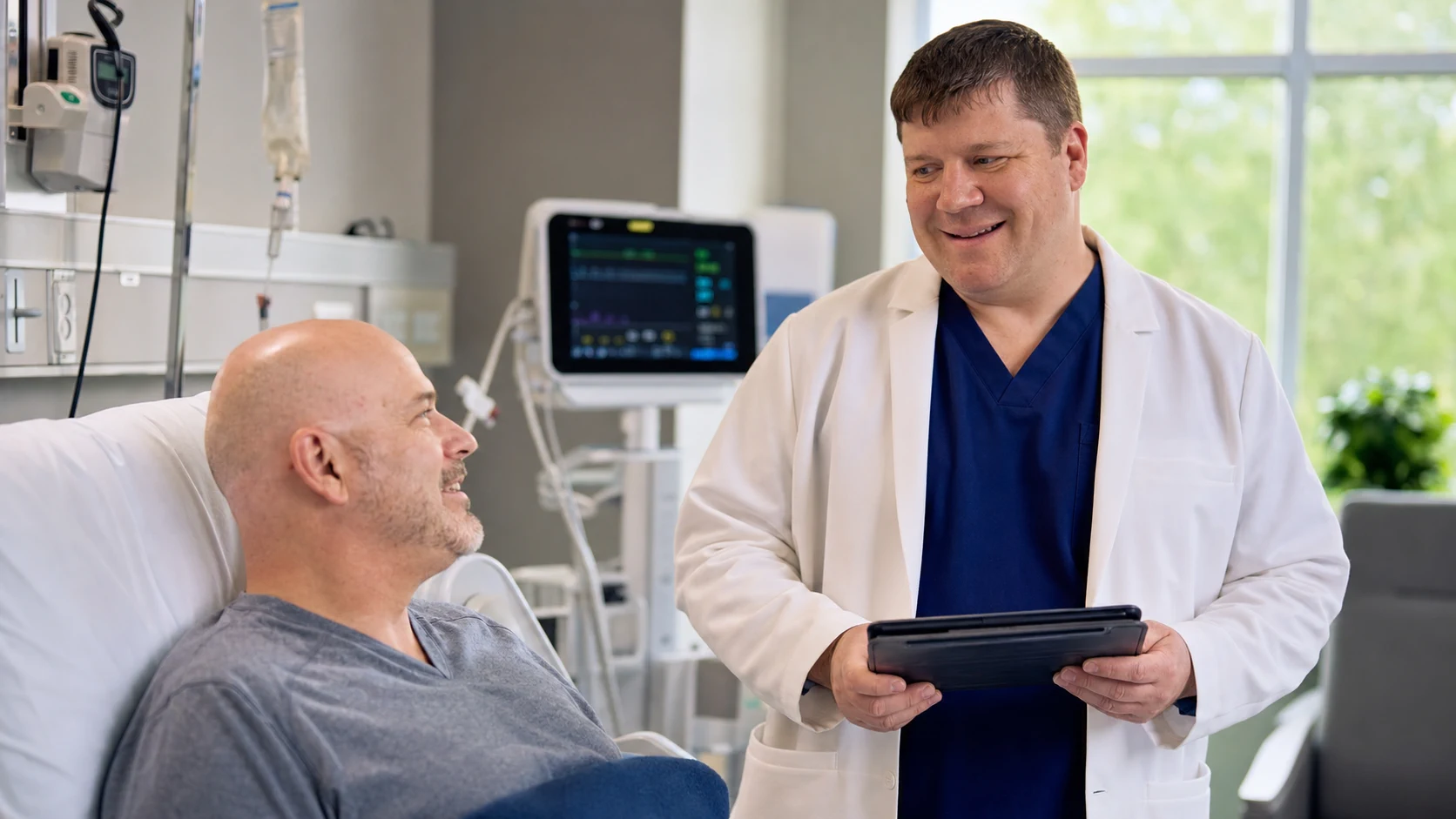 David Vogel supporting a patient during recovery